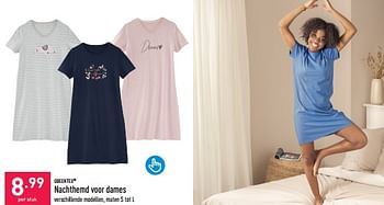 Promotions Nachthemd voor dames - Queentex - Valide de 31/05/2023 à 09/06/2023 chez Aldi