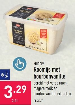 Promoties Roomijs met bourbonvanille - Mucci - Geldig van 29/05/2023 tot 09/06/2023 bij Aldi