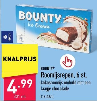 Promoties Roomijsrepen - Bounty - Geldig van 02/06/2023 tot 09/06/2023 bij Aldi