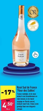 Promoties Rosé sud de france fleur des sables - Rosé wijnen - Geldig van 29/05/2023 tot 09/06/2023 bij Aldi