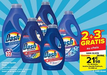 Promoties Lessive liquide platinum - Dash - Geldig van 24/05/2023 tot 05/06/2023 bij Carrefour