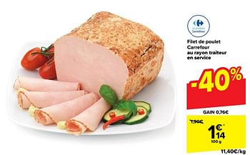 Promotions Filet de poulet carrefour - Produit maison - Carrefour  - Valide de 24/05/2023 à 30/05/2023 chez Carrefour