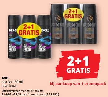 Promoties Axe bodyspray marine - Axe - Geldig van 01/06/2023 tot 14/06/2023 bij Spar (Colruytgroup)
