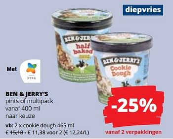 Promoties Ben + jerry’s cookie dough - Ben&Jerry's - Geldig van 01/06/2023 tot 14/06/2023 bij Spar (Colruytgroup)