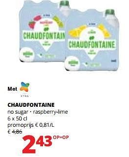 Promoties Chaudfontaine no sugar raspberry-lime - Chaudfontaine - Geldig van 01/06/2023 tot 14/06/2023 bij Spar (Colruytgroup)