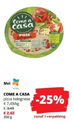 Promoties Come a casa pizza bolognese - Come a Casa - Geldig van 01/06/2023 tot 14/06/2023 bij Spar (Colruytgroup)