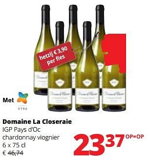 Promotions Domaine la closeraie igp pays d’oc chardonnay viognier - Vins blancs - Valide de 01/06/2023 à 14/06/2023 chez Spar (Colruytgroup)
