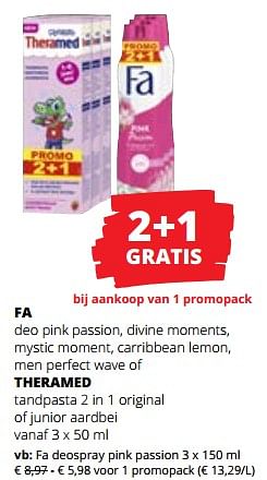 Promoties Fa deospray pink passion - Fa - Geldig van 01/06/2023 tot 14/06/2023 bij Spar (Colruytgroup)