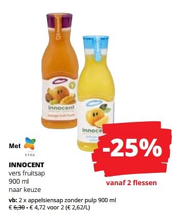 Promotions Innocent appelsiensap zonder pulp - Innocent - Valide de 01/06/2023 à 14/06/2023 chez Spar (Colruytgroup)