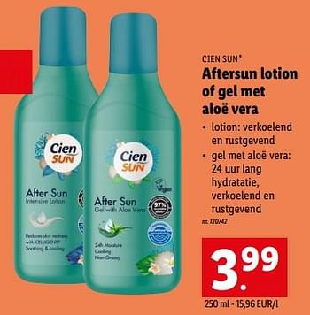 Promoties Aftersun lotion of gel met aloë vera - Cien sun - Geldig van 31/05/2023 tot 06/06/2023 bij Lidl