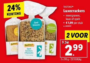 Promoties Luxecrackers - Tastino - Geldig van 31/05/2023 tot 06/06/2023 bij Lidl