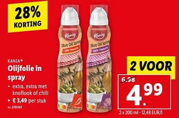 Promoties Olijfolie in spray - Kania - Geldig van 31/05/2023 tot 06/06/2023 bij Lidl