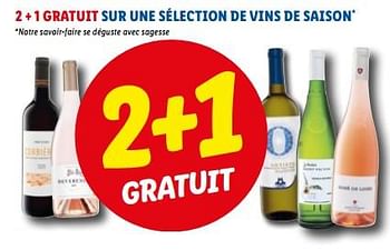 Promotions 2 + 1 gratuit sur une sélection de vins de saison - Vins rouges - Valide de 31/05/2023 à 06/06/2023 chez Lidl