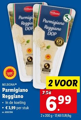 Promoties Parmigiano reggiano - Milbona - Geldig van 31/05/2023 tot 06/06/2023 bij Lidl