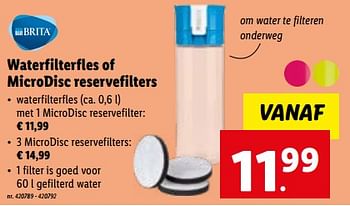 Promoties Waterfilterfles of microdisc reservefilters - Brita - Geldig van 31/05/2023 tot 06/06/2023 bij Lidl