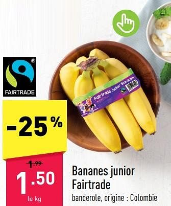 Promotions Bananes junior fairtrade - Produit maison - Aldi - Valide de 29/05/2023 à 03/06/2023 chez Aldi