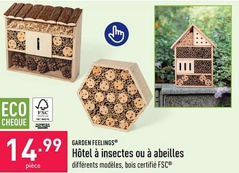 Promotions Hôtel à insectes ou à abeilles - Garden Feelings - Valide de 03/06/2023 à 09/06/2023 chez Aldi