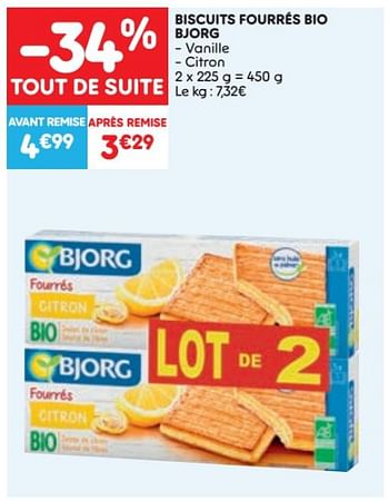 Promotions Biscuits fourrés bio bjorg - Bjorg - Valide de 24/05/2023 à 30/05/2023 chez Leader Price