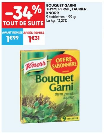 Promotions Bouquet garni thym persil laurier knorr - Knorr - Valide de 24/05/2023 à 30/05/2023 chez Leader Price