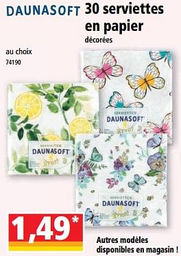 Promotions 30 serviettes en papier décorées - Daunasoft - Valide de 24/05/2023 à 30/05/2023 chez Norma