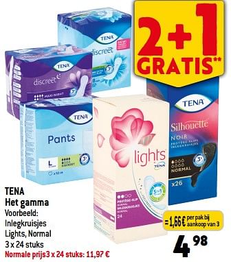 Promoties Tena inlegkruisjes lights normal - Tena - Geldig van 24/05/2023 tot 30/05/2023 bij Smatch