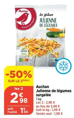 Promoties Auchan julienne de légumes surgelée - Auchan - Geldig van 23/05/2023 tot 29/05/2023 bij Bi1