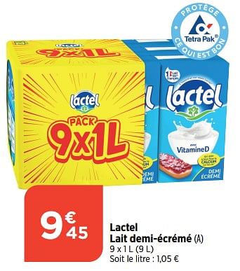 Promotions Lactel lait demi-écrémé - Lactel - Valide de 23/05/2023 à 29/05/2023 chez Bi1
