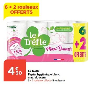 Promotions Le trèfle papier hygiénique blanc maxi douceur - Le Trèfle - Valide de 23/05/2023 à 29/05/2023 chez Bi1