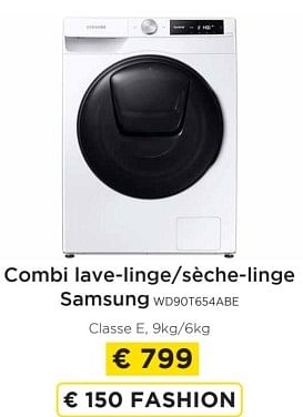 Promotions Combi lave-linge-sèche-linge samsung wd90t654abe - Samsung - Valide de 18/05/2023 à 29/05/2023 chez Molecule