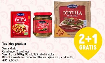 Promoties Kruidenmix voor tortillas en fajitas - Santa Maria - Geldig van 25/05/2023 tot 31/05/2023 bij Delhaize