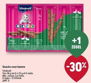 Promoties Snacks voor katten vitakraft classic cat stick - Vitakraft - Geldig van 25/05/2023 tot 31/05/2023 bij Delhaize