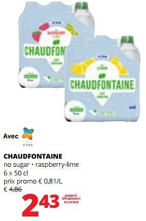 Promotions Chaudfontaine no sugar • raspberry-lime - Chaudfontaine - Valide de 01/06/2023 à 14/06/2023 chez Spar (Colruytgroup)