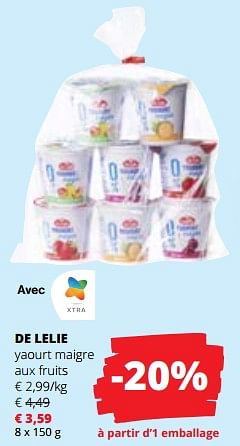 Promotions De lelie yaourt maigre aux fruits - De Lelie - Valide de 01/06/2023 à 14/06/2023 chez Spar (Colruytgroup)