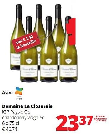 Promoties Domaine la closeraie igp pays d’oc chardonnay viognier - Witte wijnen - Geldig van 01/06/2023 tot 14/06/2023 bij Spar (Colruytgroup)