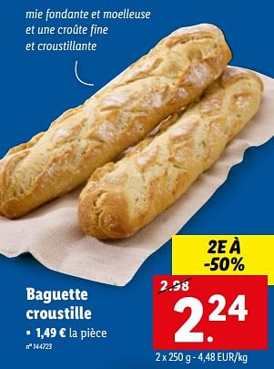 Promotions Baguette croustille - Produit maison - Lidl - Valide de 31/05/2023 à 06/06/2023 chez Lidl