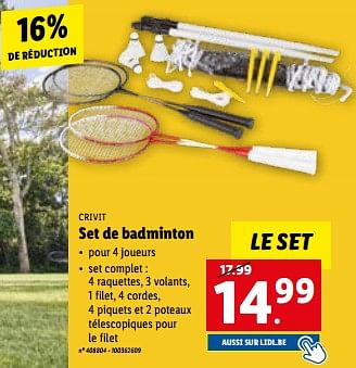 Promoties Set de badminton - Crivit - Geldig van 31/05/2023 tot 06/06/2023 bij Lidl