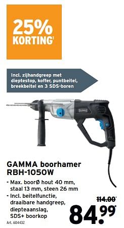 Promoties Gamma boorhamer rbh-1050w - Gamma - Geldig van 24/05/2023 tot 06/06/2023 bij Gamma