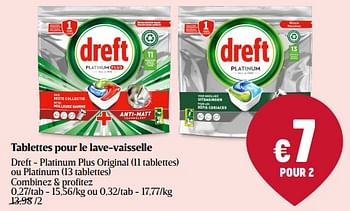 Promotions Tablettes pour le lave-vaisselle dreft - Dreft - Valide de 25/05/2023 à 31/05/2023 chez Delhaize