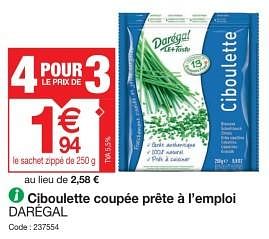 Promotions Ciboulette coupée prête à l`emploi darégal - Daregal - Valide de 25/05/2023 à 03/06/2023 chez Promocash