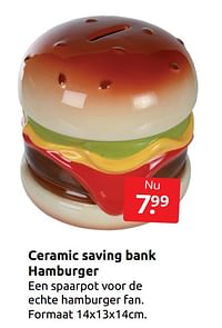 Ceramic saving bank hamburger-Huismerk - Boekenvoordeel