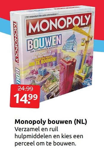 Promoties Monopoly bouwen nl - Hasbro - Geldig van 27/05/2023 tot 04/06/2023 bij BoekenVoordeel
