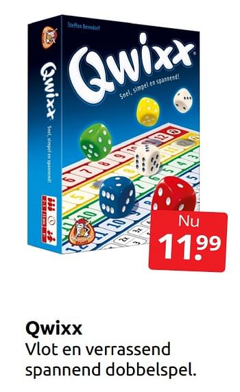 Promoties Qwixx - White Goblin Games - Geldig van 27/05/2023 tot 04/06/2023 bij BoekenVoordeel