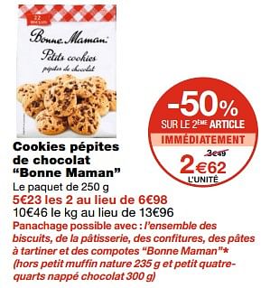 Promoties Cookies pépites de chocolat bonne maman - Bonne Maman - Geldig van 24/05/2023 tot 04/06/2023 bij MonoPrix