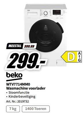 Promoties Beko wtv7714mm0 wasmachine voorlader - Beko - Geldig van 29/05/2023 tot 04/06/2023 bij Media Markt