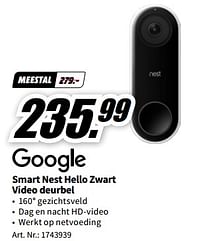Google smart nest hello zwart video deurbel-Google