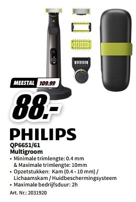 Promoties Philips qp6651-61 multigroom - Philips - Geldig van 29/05/2023 tot 04/06/2023 bij Media Markt