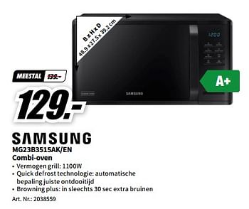 Promoties Samsung mg23b3515ak-en combi-oven - Samsung - Geldig van 29/05/2023 tot 04/06/2023 bij Media Markt