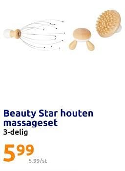 Promoties Beauty star houten massageset - Beauty Star - Geldig van 24/05/2023 tot 30/05/2023 bij Action