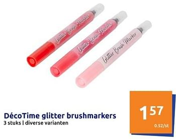 Promoties Décotime glitter brushmarkers - Decotime - Geldig van 24/05/2023 tot 30/05/2023 bij Action
