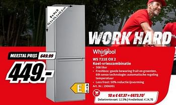 Promotions Whirlpool w5 721e ox 2 koel-vriescombinatie - Whirlpool - Valide de 29/05/2023 à 04/06/2023 chez Media Markt